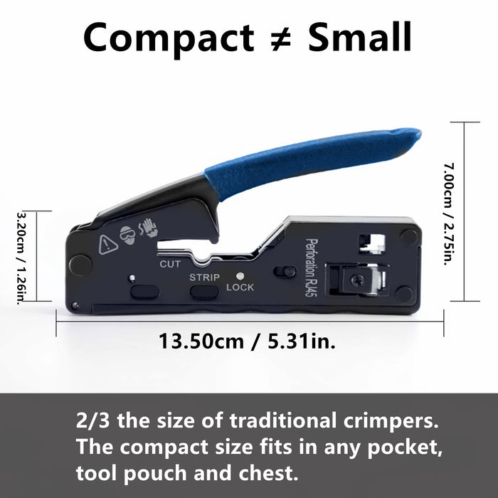 Yankok The Ultimate Pass Thru Crimper RJ45 RJ12 RJ11 Regular and Pass-thru Crimp Strip and Cut HT-6098 Blue