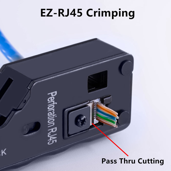 Yankok The Ultimate Pass Thru Crimper RJ45 RJ12 RJ11 Regular and Pass-thru Crimp Strip and Cut HT-6098 Blue