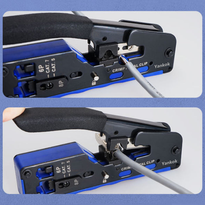 Yankok Wholesale HT-718 RJ45 RJ12 RJ11 Modular Crimper Shielded and Unshielded Connector Crimp Strip and Cut