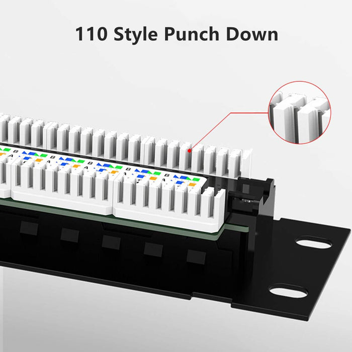 Yankok CAT5/5e 12 Port Patch Panel with Bracket 10in.x1U Rack/Wall Mount