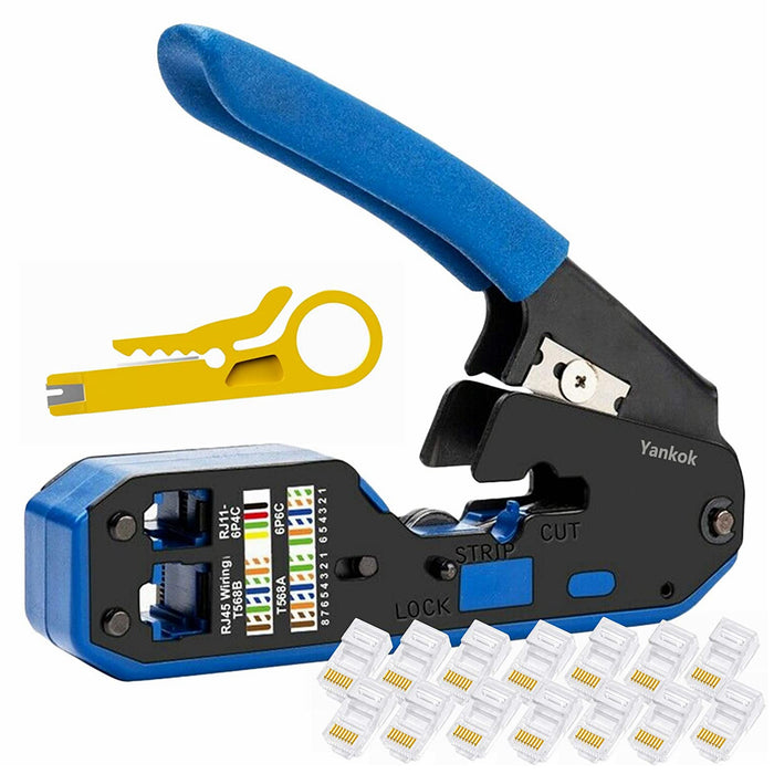 Yankok HT668 Compact Modular Crimper RJ45/12/11 Crimps Strip and Cut