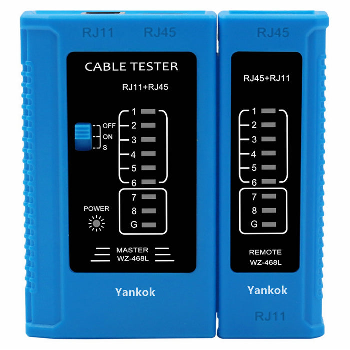 Yankok WZ-468 Network Cable Tester RJ45 RJ12 RJ11 Test w/o Battery Blue