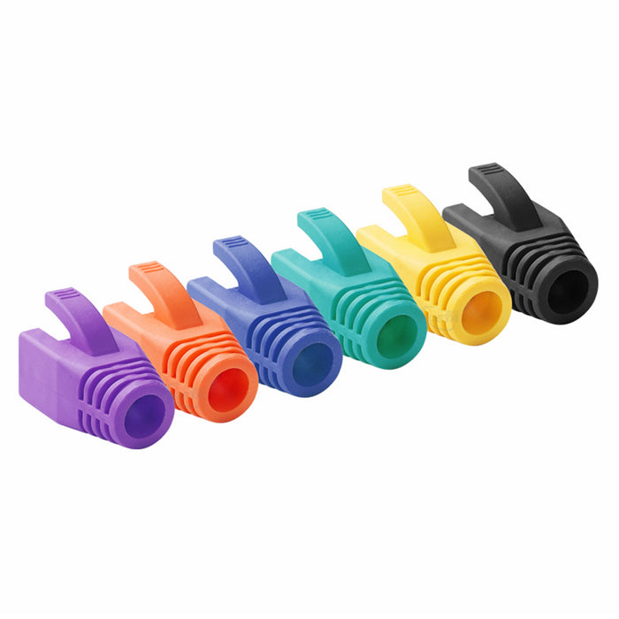 Yankok RJ45 Connector Boots 100 Pcs OD 7.0~8.5mm for CAT5/5e CAT6 CAT6a CAT7 Ethernet Cable Network Connector Strain Relief Covers Caps Mixed Color