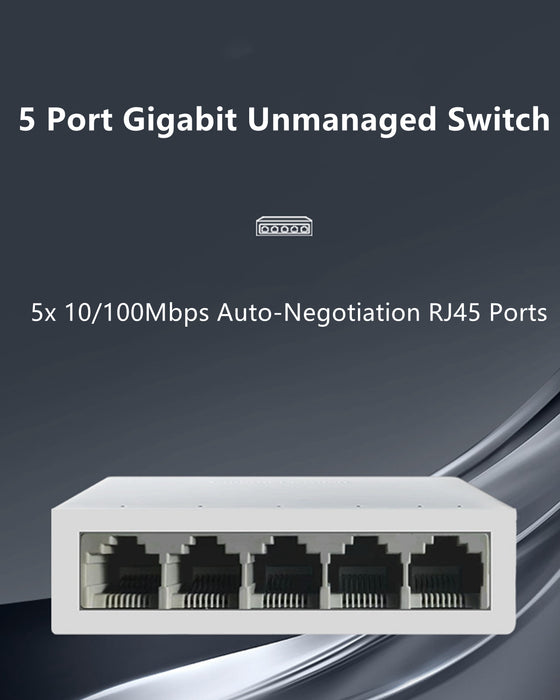 Yankok 5 Port Gigabit Ethernet Switch 10/100 Mbps YKNT-POE5-S05FS