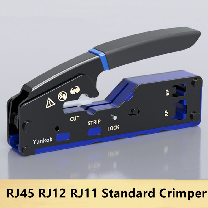 Yankok HT6028 Compact Modular Crimper RJ45/12/11 Crimps Strip and Cut