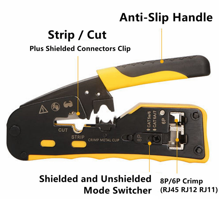 Yankok 806ER The Final Pass Through Crimper (RJ45 Pass Thru and RJ11/RJ12 Standard Crimp Strip and Cut)