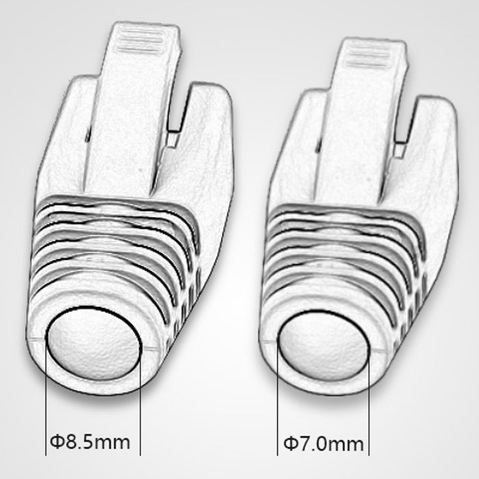 Yankok RJ45 Steckverbinderstiefel 100 Stück AD 7,0 ~ 8,5 mm für CAT5/5e CAT6 CAT6a CAT7 Ethernetkabel Netzwerkstecker Zugentlastung Abdeckkappen Gemischte Farbe