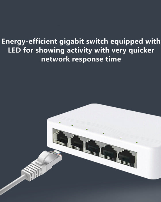 Yankok 5 Port Gigabit Ethernet Switch 10/100 Mbps 4 Port Device Hub and 1 Port Router