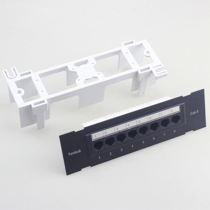 Yankok CAT5/5e 8 Port Patch Panel with Bracket 1U Rack/Wall Mount