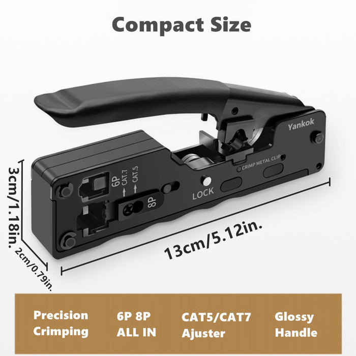 Yankok CAT5 CAT6 CAT7 Modular Crimper (Shielded and Unshielded Crimp) YK7018BK