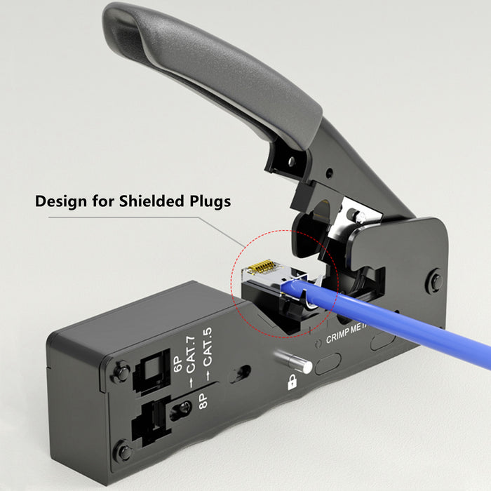 Yankok All-in-One Pass Through Crimper (Crimps RJ45 Pass-Thru and RJ12 RJ11 Standard Shielded and Unshielded) YK-0718BK