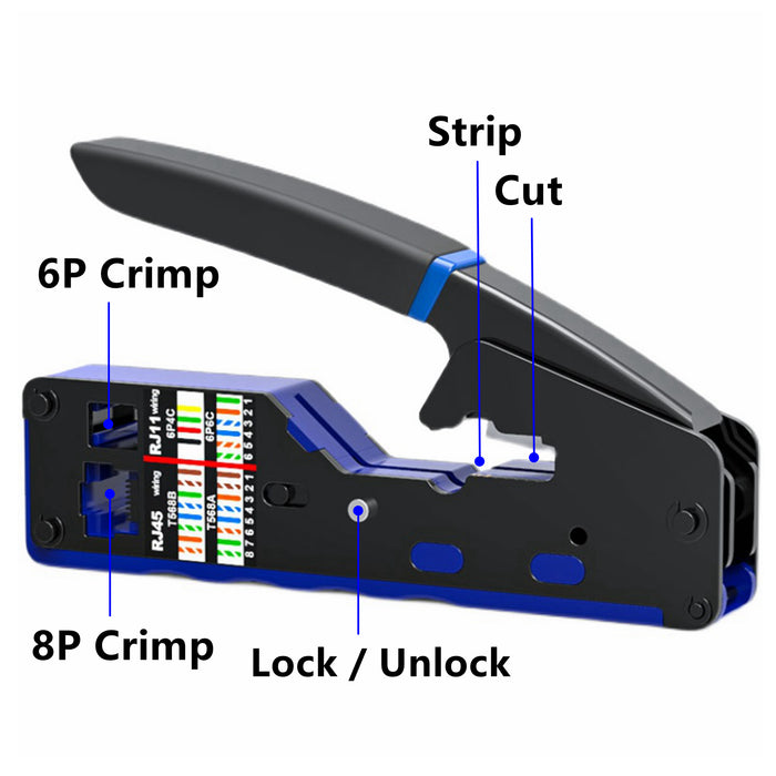 Yankok HT6028 Compact Modular Crimper RJ45/12/11 Crimps Strip and Cut