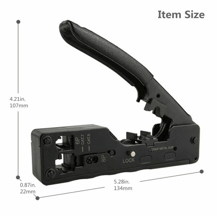 Yankok CAT5/5e CAT6/6a CAT7 Modular Crimper (Shielded and Unshielded Crimp) HT-7018 Black