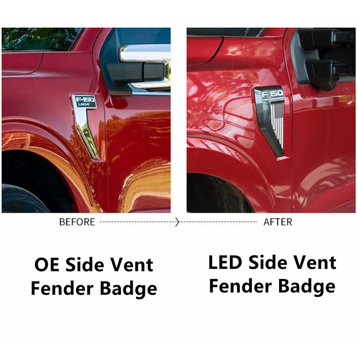 Yankok Side Vent LED Lighting For Ford F150 2021-2022 Carbon Fiber Painted American Flag Style