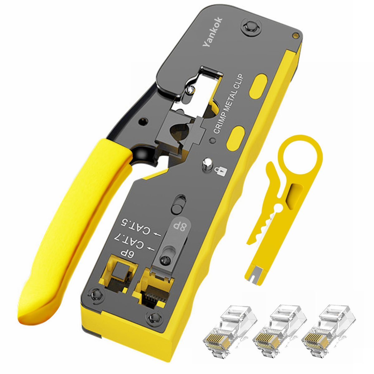 Yankok All-in-One Pass Through Crimper (Crimps RJ45 Pass-Thru and RJ12