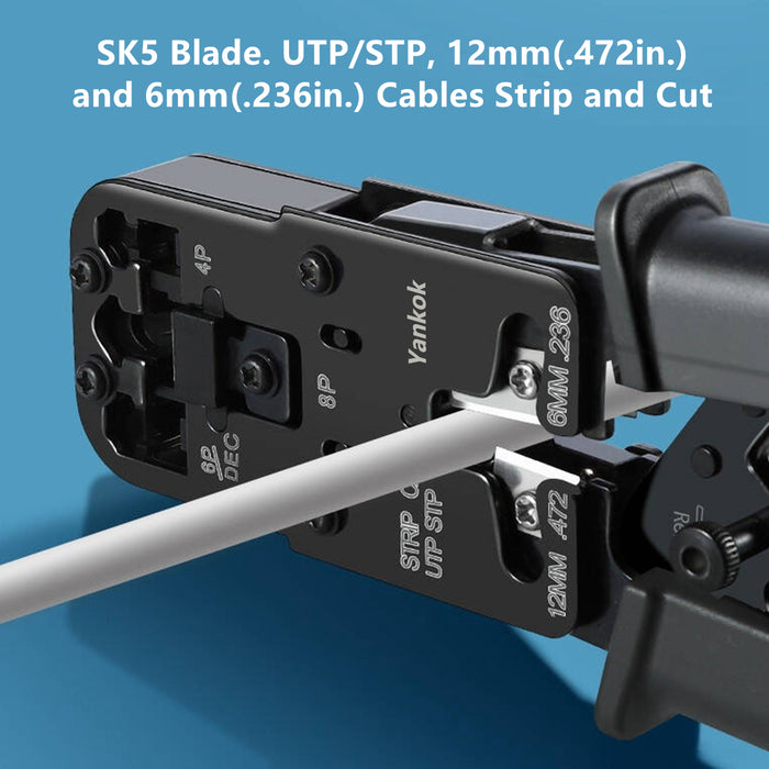 Yankok HT022 All-in-One Cable Tester Crimper (RJ45 RJ12 RJ11 Strip / Cut / Crimp / Test)