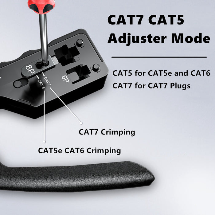 Yankok CAT5 CAT6 CAT7 Pass Through Crimper (RJ45 RJ12 RJ11 Pass-Thru and Regular Crimp and Cut) HT-7088BK Black